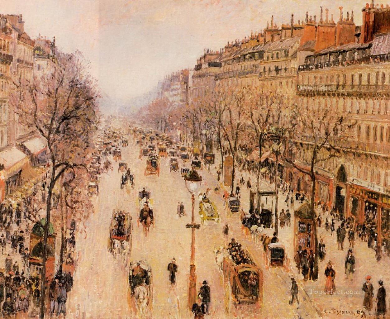 モンマルトル大通り 朝の灰色の天気 1897年 カミーユ・ピサロ油絵